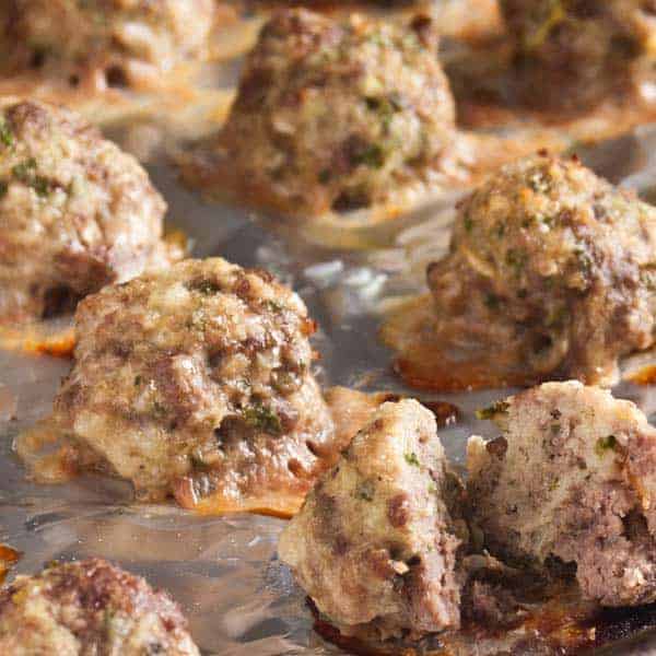 Baked Italian Sausage and Ground Beef Meatballs