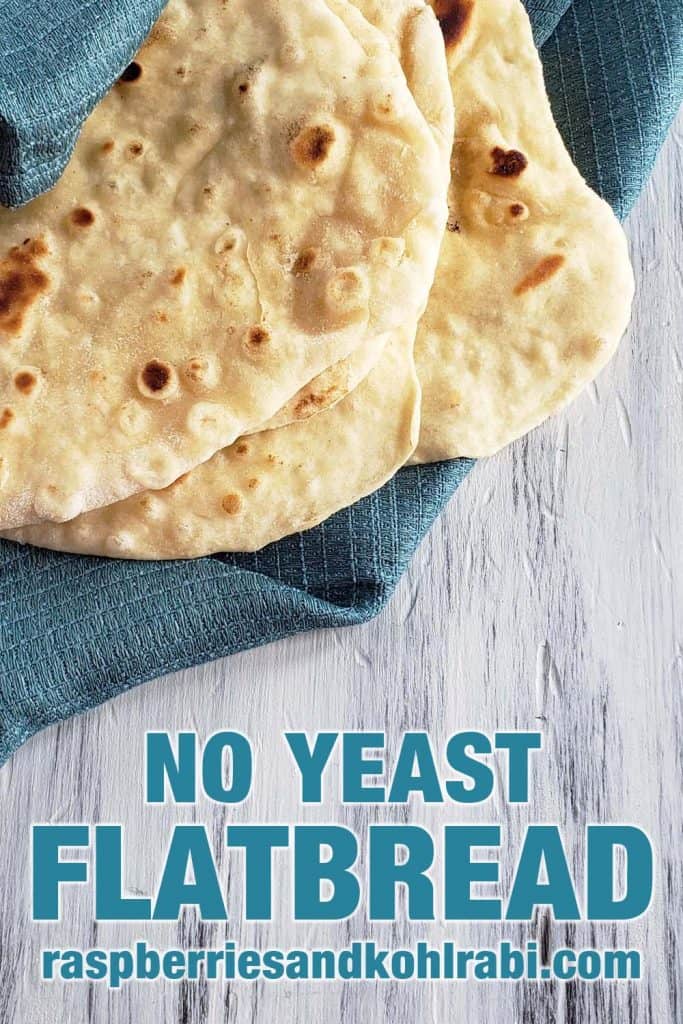 Flatbread on a blue cloth napkin.