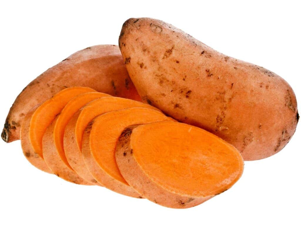 sweet potatoes on a white background