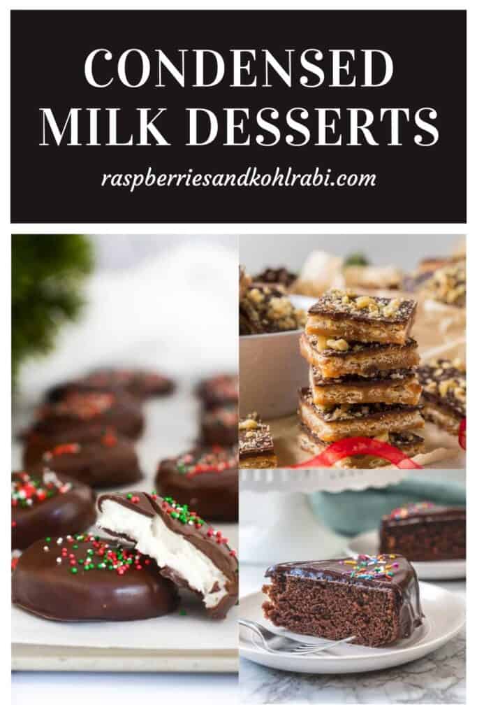 collage of desserts made with condensed milk