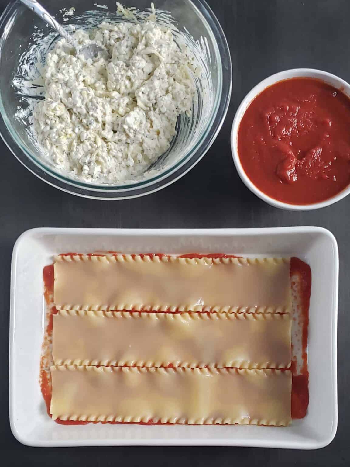 Homemade Four Cheese Lasagna with Ricotta and Cottage Cheese