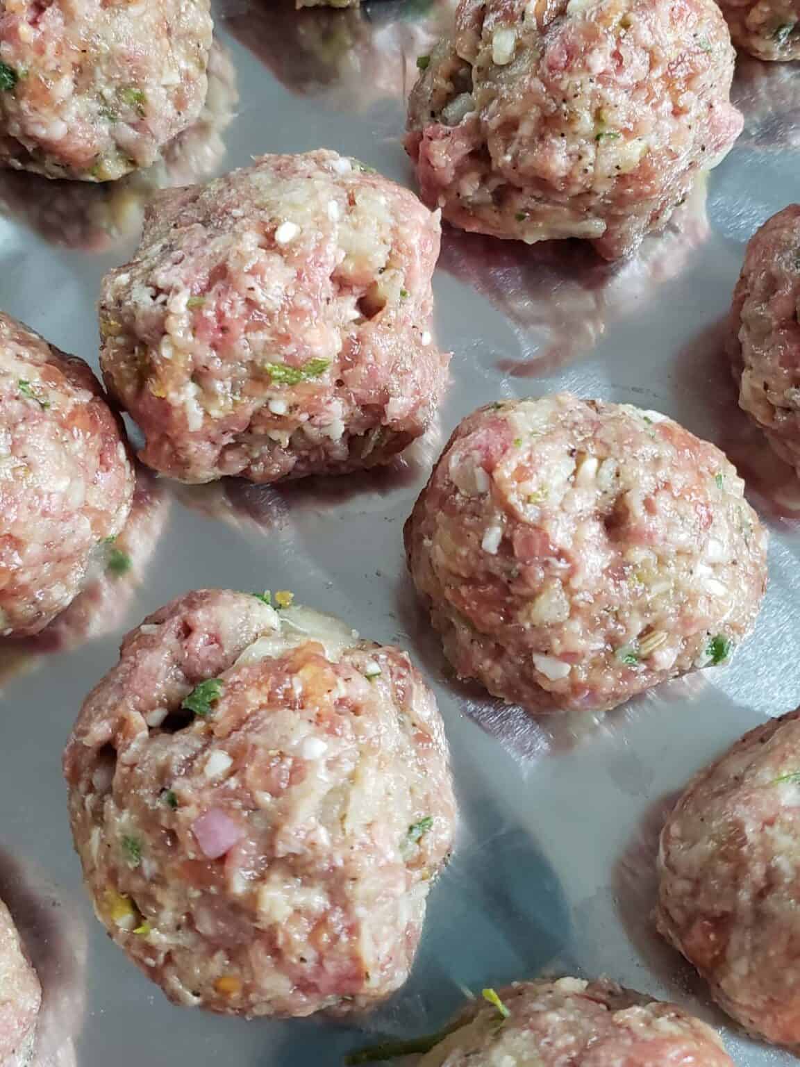 Meatballs with Italian Sausage and Ground Beef Raspberries and Kohlrabi