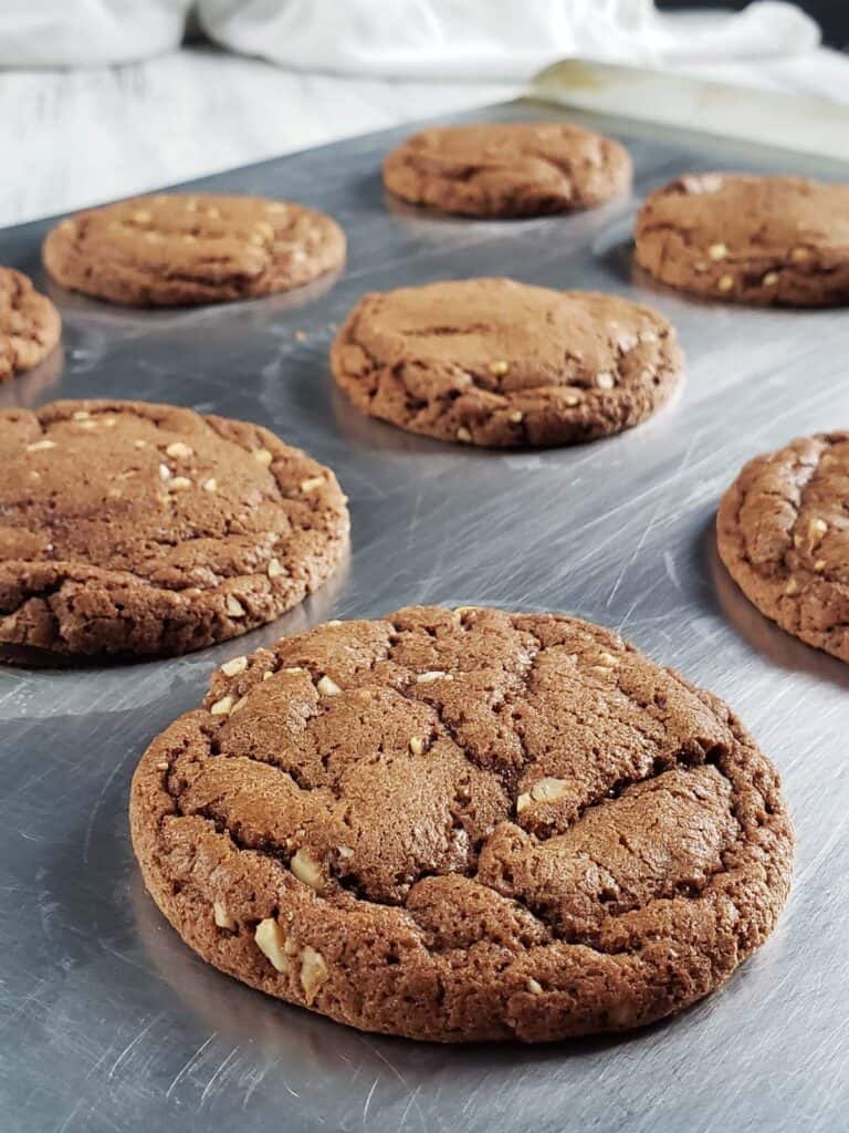 Nutella cookie on a baking sheet.