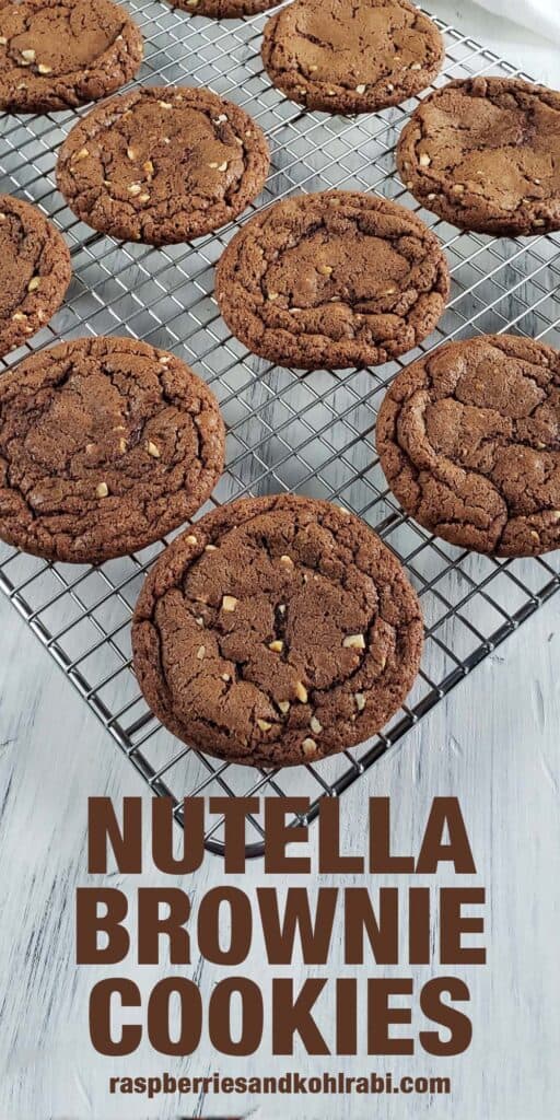 Nutella brownie cookie on a wire cooling rack.
