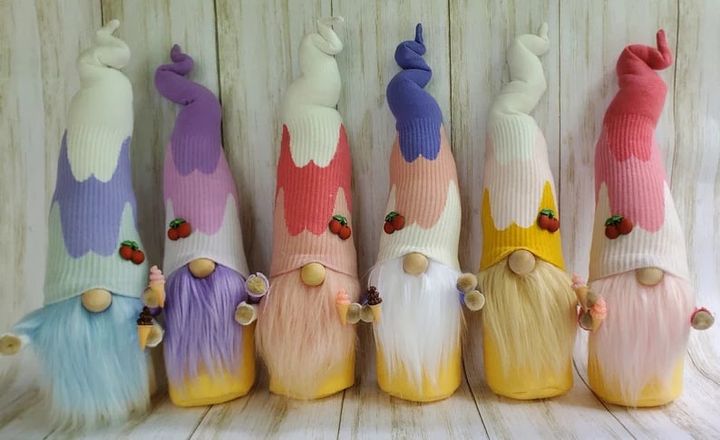 Gnomes shaped like ice cream cones.