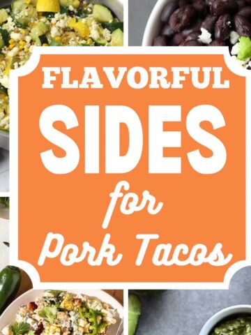 Collage of side dishes for pork tacos.