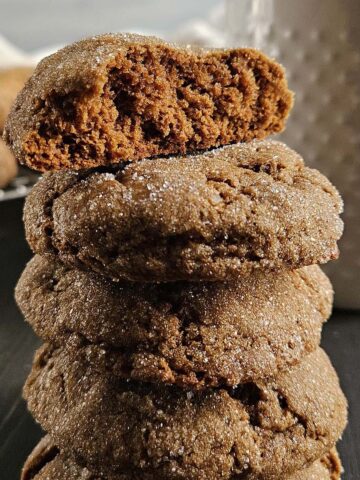 Stack of molasses cookies.