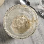 Sourdough starter in a glass jar.