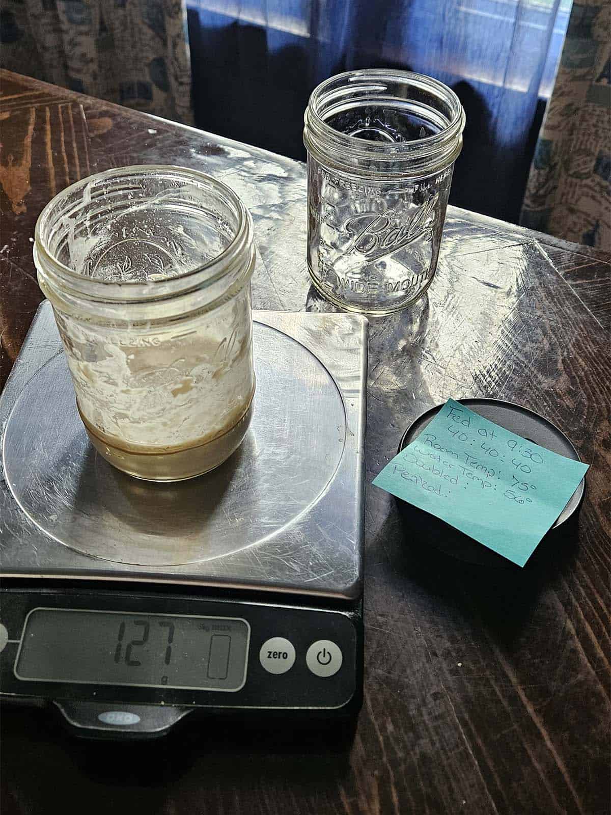 glass jar on a scale